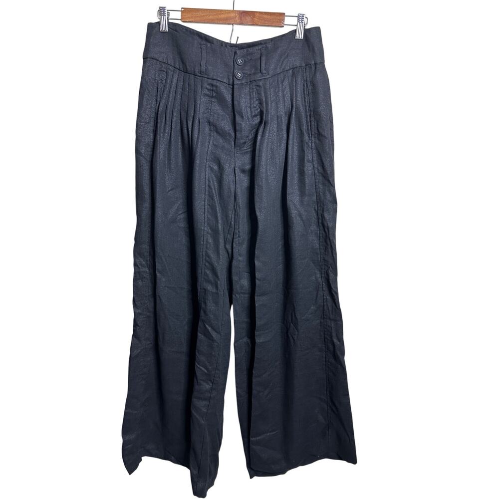Aryn K. Pleated Wide Leg Palazzo Pants size L Avant Garde Y2K Black